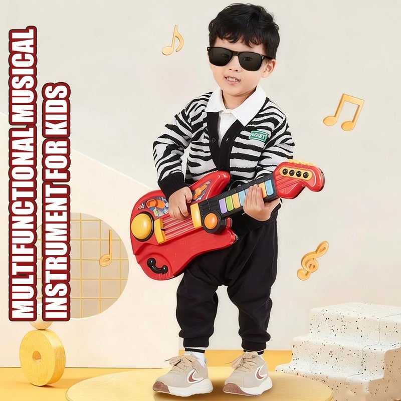 Kids Guitar,2 in 1 Musical Instruments,2-in-1 Electric Guitars & Piano for Toddlers,Adjustable Educational Toy,Light Up Music Toys for 3 4 5 Year Old Boys Girls Gifts - Image 4